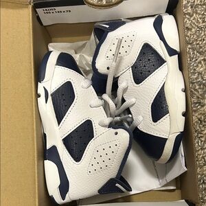 Jordan Kids White and Navy Sneakers